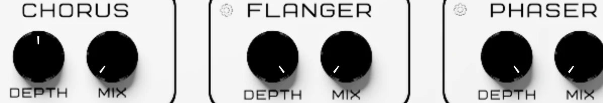 Stutter Master 2 effects row: Chorus · Flanger · Phaser