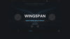 Wingspan Wide Stereo Delay Effect quickstart: a dry pop vocal plays while lights run out along both wings with each side's echoes; TIME, SPREAD, FEEDBACK, WIDTH and MIX turn, and SPREAD ends on WIDEN.