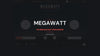 Megawatt FM Broadcast Processor quickstart: a pop song through the plug-in while DENSITY, LOUD, BASS and SHINE are turned, TYPE switches to CLEAN and MATCH turns on, the station meters and the radio mast's rings moving with the music.