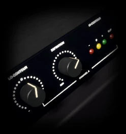 Air Max 2, ENERGY: a black 1980s rack enhancer, two contour knobs in dot rings and a row of coloured lamps
