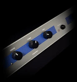 Air Max 2, EXCITE: a silver rack exciter, black DRIVE, TUNE and MIX knobs on a band of blue stripes