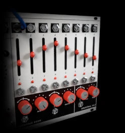 Air Max 2, SPARK: a light-grey modular harmonic oscillator, eight sliders with red caps and red knobs below