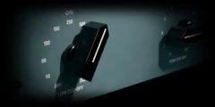 LoFi Pro 2, BAND: close on a grey-green program filter panel and its bar-knob switch