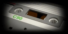 LoFi Pro 2, CASSETTE DECK: close on a grey cassette’s window and hubs