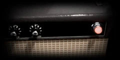 LoFi Pro 2, CHOP: a cream valve combo amplifier’s control panel above its grille