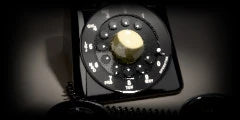 LoFi Pro 2, PHONE CALL: the dial of a black rotary desk phone