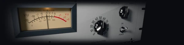 Pitch Suite Pro, COMP: a silver optical levelling amplifier’s VU meter and gain knob