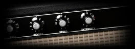 Reverse King 3, TREMOLO: a guitar amplifier’s control panel above its grille cloth