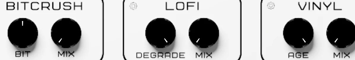 Stutter Master 2 effects row: Bitcrush · Lo-fi · Vinyl