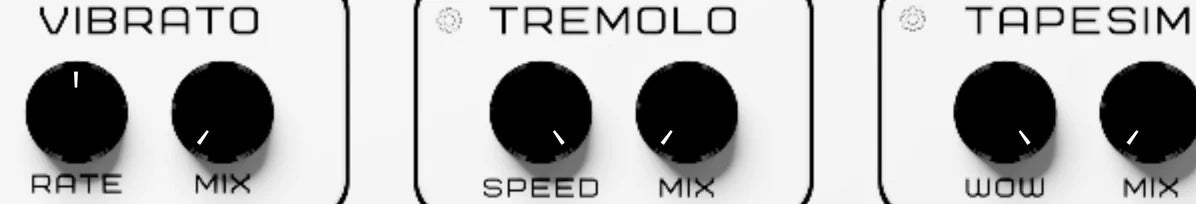 Stutter Master 2 effects row: Vibrato · Tremolo · Tape